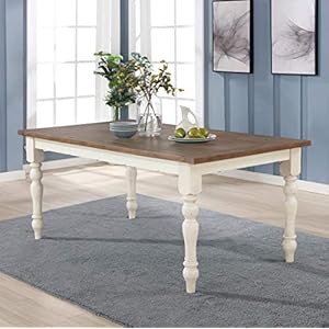 Roundhill Furniture Prato 6-Piece Dining Table Set with Cross Back Chairs and Bench, Antique White and Distressed Oak Finish Roundhill Furniture Prato 6 Piece Dining Table Set with Cross Back Chairs and Bench Antique White and Distressed Oak Finish