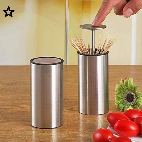 Oueaen Distributeur De Cure-Dents, Boîte De Cure-Dents Automatique En Acier Inoxydable, Support De Stockage Q Tip, Récipient De Style Pop-Up À Pression Portable Pour La Maison, L'Hôtel, Le Restaurant