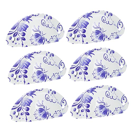 Veemoon Tiradores Para Armarios Diseño De Concha Azul y Blanca, 6 Piezas, Manijas De Cerámica Resistente Corrosión, Para Cajones y Muebles De Cocina
