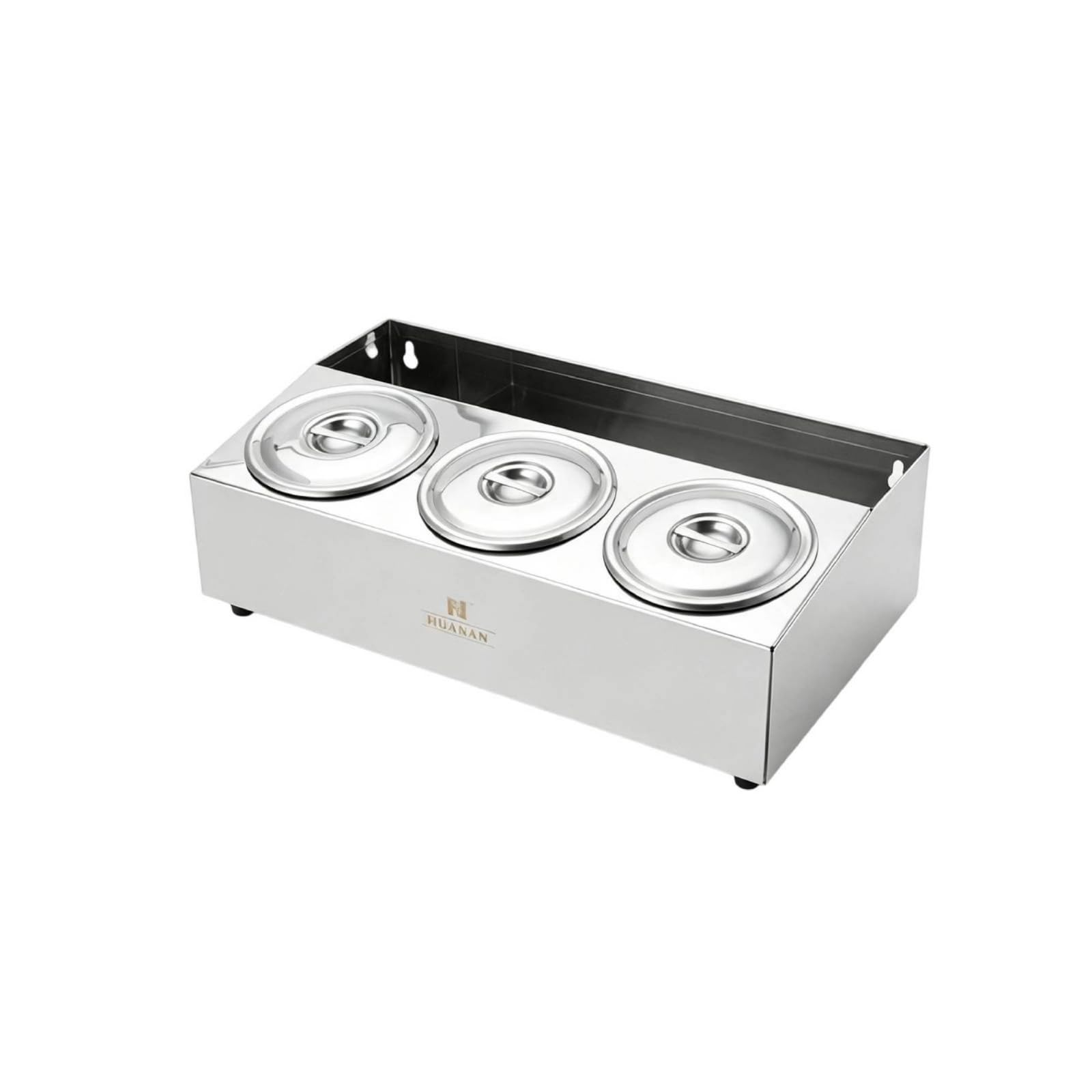 Boîte à Condiments En Acier Inoxydable Amovible Boîte à Condiments avec Couvercles Multifonction Porte-Épices avec Couvercles pour Traiteurs, Single Row A