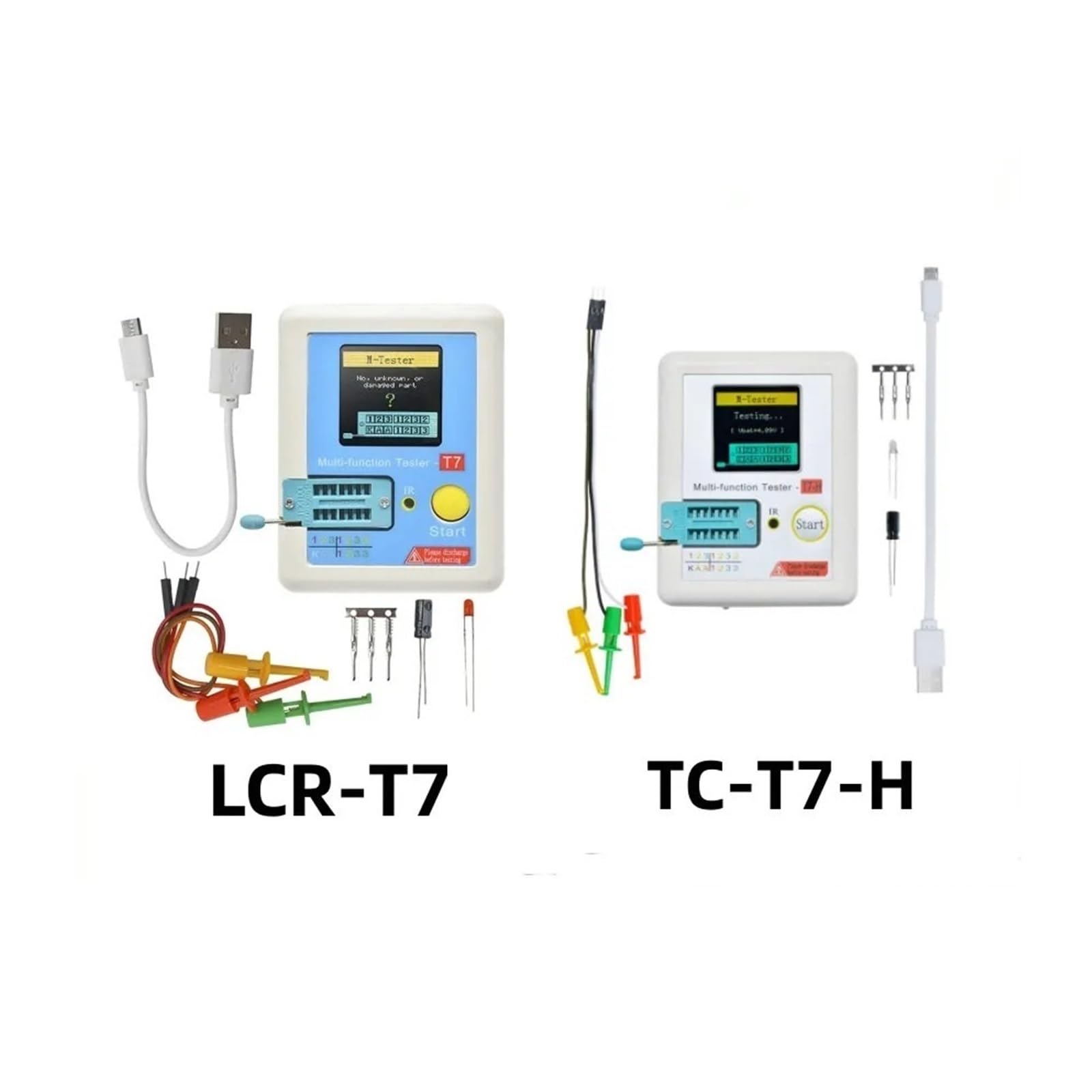 Probador de transistores LCR-T7 T7-H Medidor de capacitancia de diodos y triodo TFT Medidor de ESR LCR Multímetro multifunción IR de NPN PNP MOSFET Pruebas eléctricas(TC-T7-H)