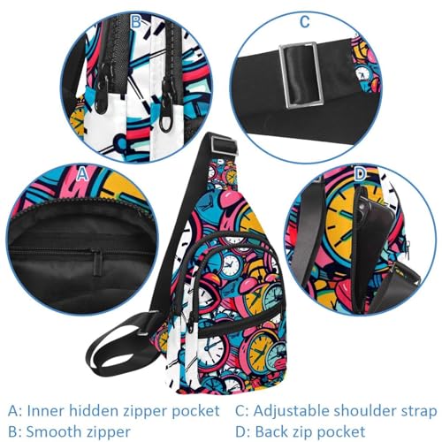 Mochila cruzada con correa ajustable unisex diseño multicolor de dibujos animados 2