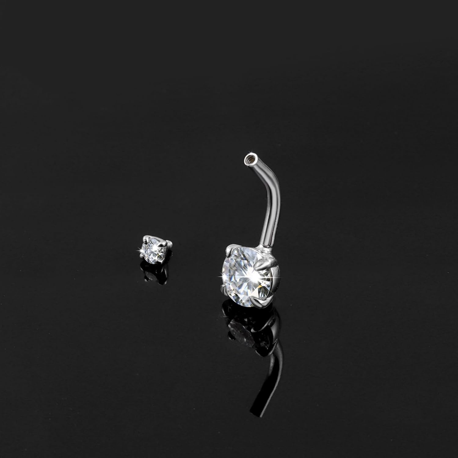 14G/1.6MM Moissanite Belly Button Rings: 925 Sterling Silver Hypoallergenic Belly Ring 1CT 2CT Navel Rings for Women Summer Beach Party Body Piercing Jewelry Gift