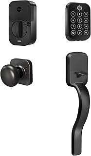 Yale Assure Lock - Cerrojo de seguridad de 2 táctiles con mango Ridgefield, cerradura inteligente de gamuza negra para puerta de entrada sin llave con teclado táctil conectado Wi-Fi y escáner de