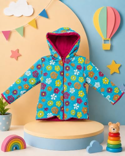 Image of Appukids Full Sleeves Animals Printed Reversible Jacket for Baby Boys Girls Cotton 2 In 1 winter Jacket