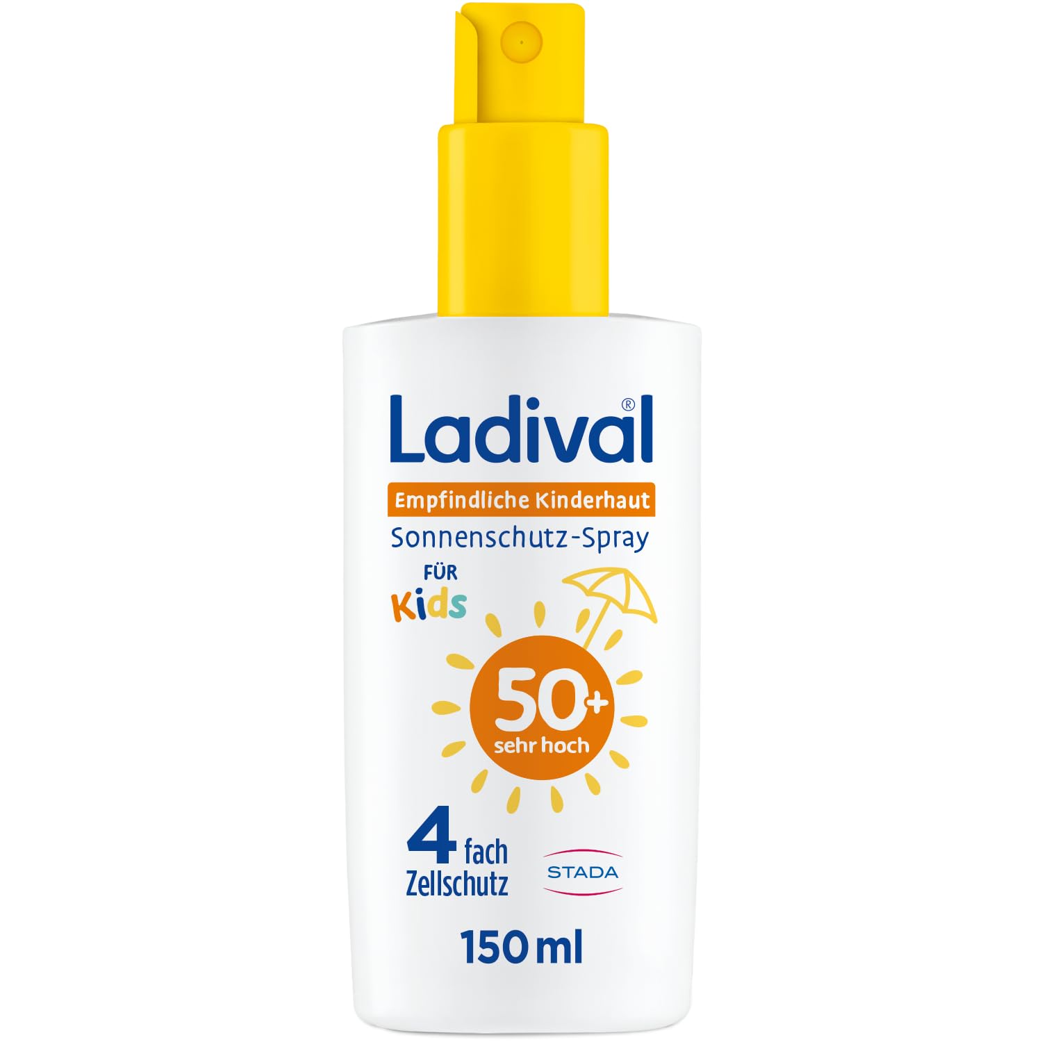 Ladival Kinder Sonnenschutz Spray LSF 50+ für empfindliche Kinderhaut - Sonnencreme für Babys und Kinder ab 6 Monaten, pflegend, extra wasserfest, 4-fach Zellschutz, 150ml