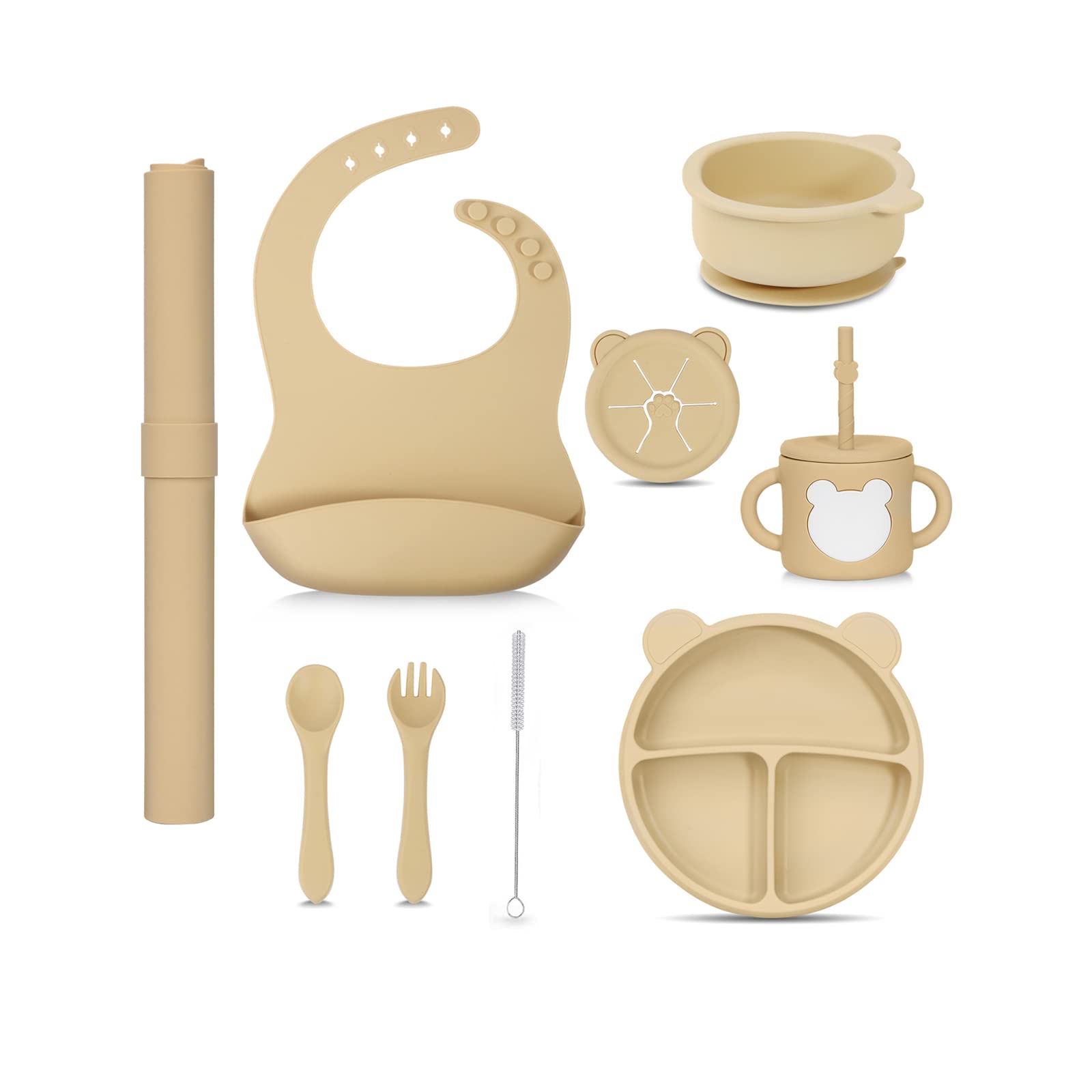 Miniguysa Baby led Weaning Supplies, Silicone Baby Feeding Set, Machine Washable, High Temperature Sterilised, Includes baby platesï¼Œsnack cup...