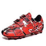 CERYTHRINA Fussballschuhe Kinder TF Junge Mädchen Fußballschuhe FG/AG Professionelle Leicht Schuhe für Unisex-Kinder Jugendliche Low Top Outdoor Sport Klettverschluss Trainingsschuhe Rot 39