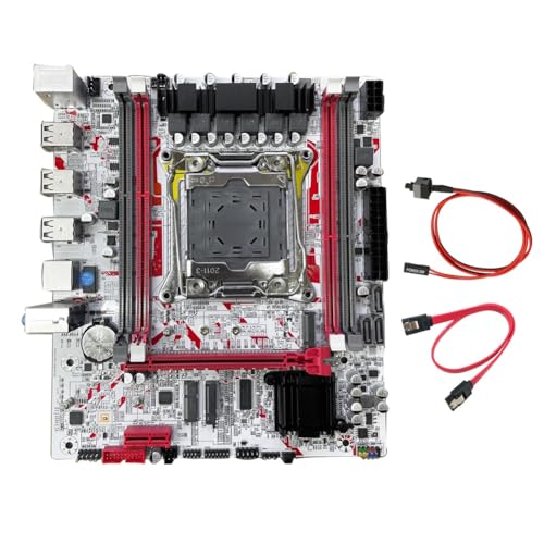 OLurkthu X99 Motherboard Kit, X99G757 Desktop Gaming Motherboard LGA 2011-3 DDR3 HM55 Chip Support E5 2666/2673/2676/2696 V3 CPU, with SATA and Switch Cables