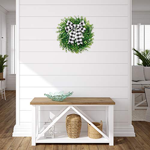 Cewor 15In Artificial Boxwood Wreath Spring Summer Wreath Faux Greenery Leaves Wreath For Front Door Wall Window Porch Farmhouse Patio Garden Indoor And Outdoor Decor #TOP4