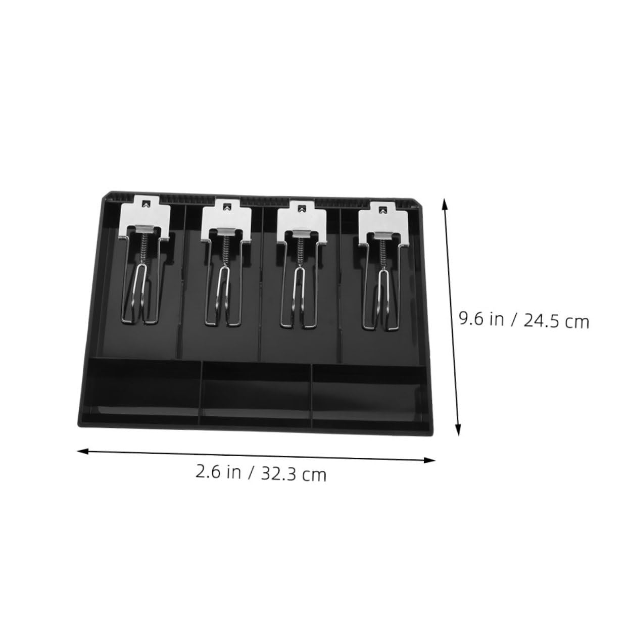 Cassettino Cassa Nero 2 Pezzi con Scomparti per Banconote | Abs e Acciaio Inossidabile, 4 Banconote e 3 Monete, per Hotel e Piccole Attività