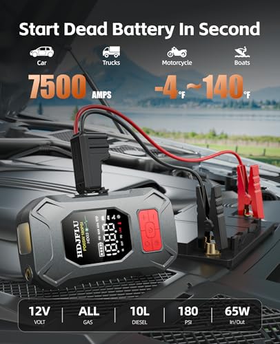 Arrancador 7500A portátil con batería de 24000mAh y compresor de aire de 180PSI 2
