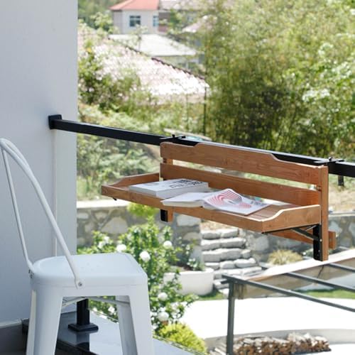 Adjustable Wall-Mounted Balcony Table All-Weather Folding Deck Railing Side Table Space-Saving Outdoor Floating Desk Ideal for Home Office & Small Spaces