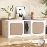 MOOLIVE Double Cat Litter Box Enclosure Furniture with Sisal Scratching Pads, 43.3