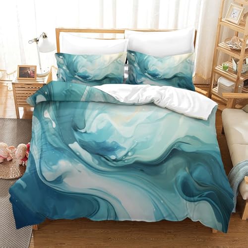 Housse de Couette 3D Parure de Lit King 220x240cm Effet Abstrait Fluid - 3