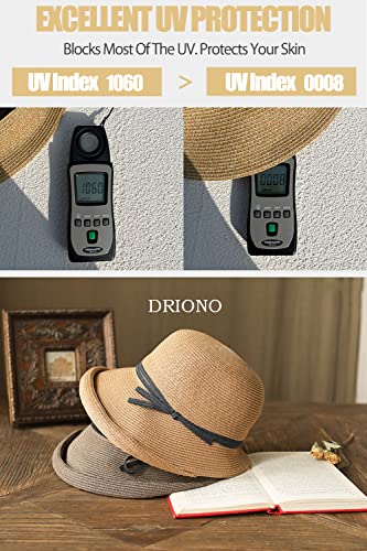 Driono Straw Hat - Women Style Fashion Summer Cloche Beach Fedora Trilby Hat Panama Sun Hat (Brown) #TOP1
