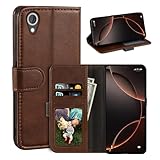 UOGNADGD Leder-Flip-Hülle Kompatibel mit HTC Desire 820 Geldbörsen-Hülle mit Kartenfächern, Magnetverschluss, Kickstand, RFID Stoßfest (Dunkelbraun)
