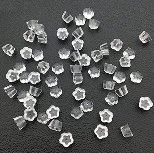500PCS Silicone Earring Backs, Soft Earring Stoppers, Clear Earring Backs (500pcs Flower)
