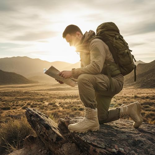 Image of Kervaky Men's Military Tactical Boots Lightweight Work Boot Non-Slip Breathable Jungle Desert Combat Boots