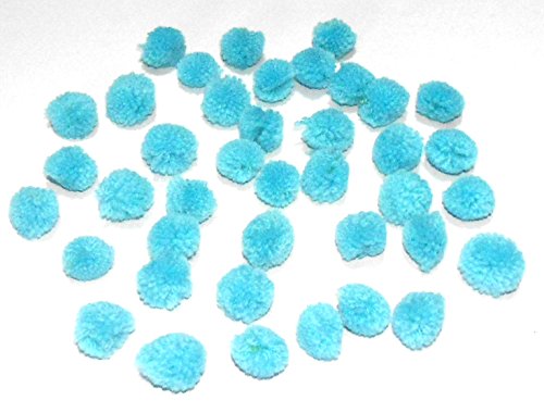 Goelx Pom Pom Balls for Crafts, Decorations, Jewellery Making, Accessories, Bags - Pack Of 50 - Turquoise Blue