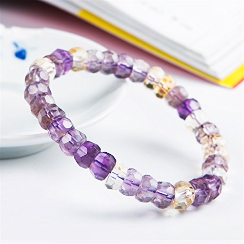 Natural Ametrine Bracelet Amethyst Citrine Crystal Faced Abacus Bead Bracelet 9mm3