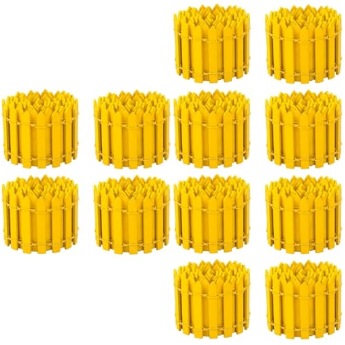 Happyyami 3 Juegos Valla para Macetas Pared De Hierba Luces De Jardín con Energía Solar Motorizado Valla De Jardín Amarilla Cerca De Jardín Adorno De Cerca En Miniatura MDF Yellow 4 Uds * 3