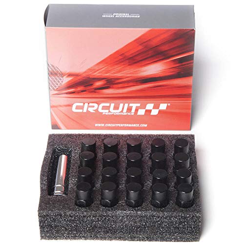 Circuit Performance Forged Steel Extended Hex Lug Nut For Aftermarket Wheels: 12X1.25 Black - 20 Piece Set + Tool #TOP5