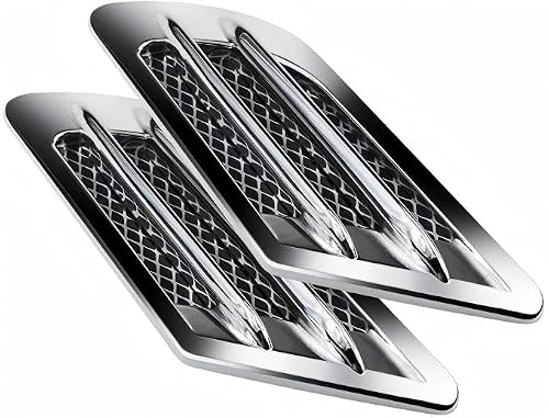 XIZAKEE 2 PCS Car Side Mesh Vent Sticker, Engine Hood Air Vent Outlet Cover Trim, 8.6