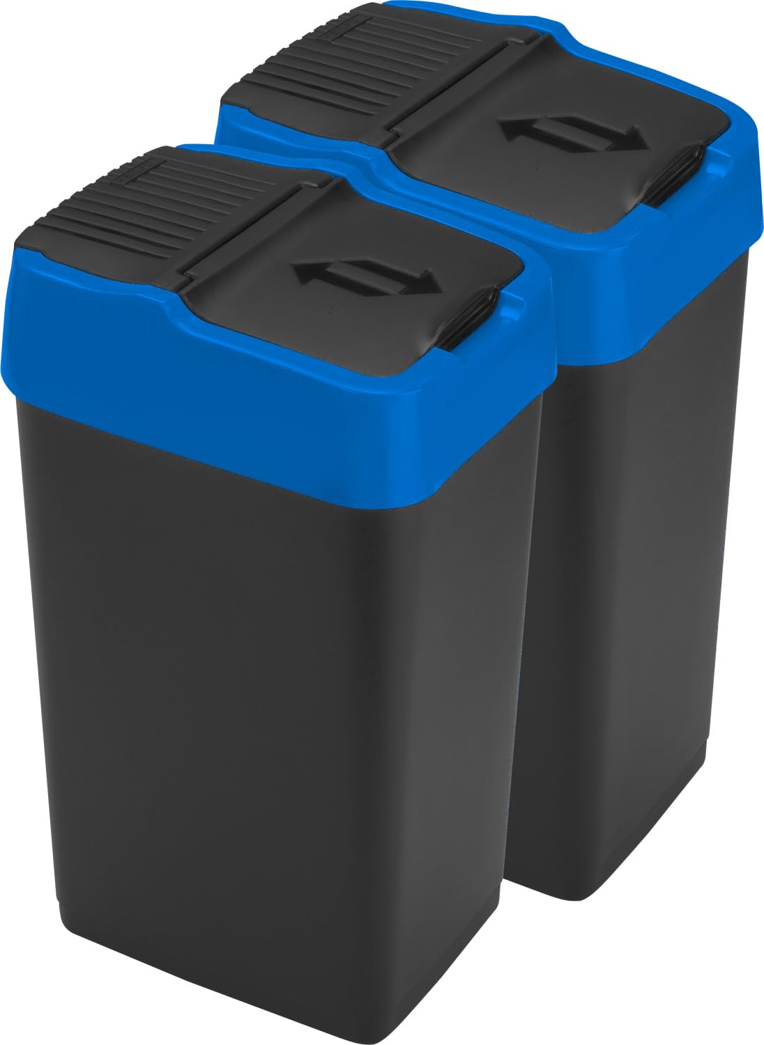 LAVV HOUSEWARES LTD Double Plastic Indoor Recycling Bin with Swing Lid Top Colour Coded (Blue, 2 x 18L)