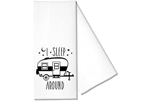I Sleep Around Kitchen Towel: A Humorous Gift for Camping Enthusiasts