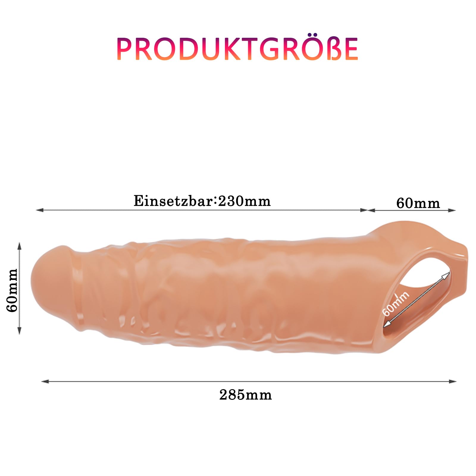 Manicotto per pene XXL 28 cm 5 cm Giocattoli sessuali per coppie Color carne