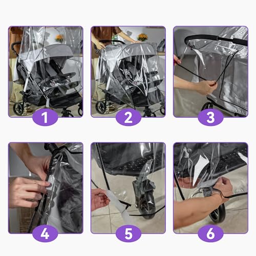 bemece Universal Regenschutz für Zwillingwagen, Regenschutz Geschwisterwagen für Zwillinge Kinderwagen Buggy, Regenfest Staubdicht Winddicht für Outdoor-Baby Schutz - Linke Rechte