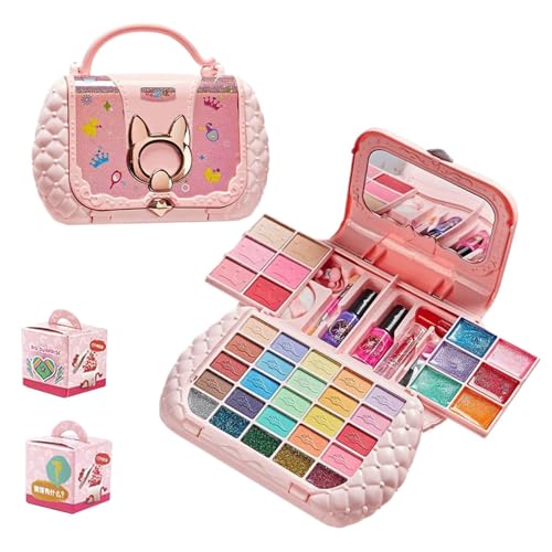Kids Play Makeup - Set de maquillaje para niños, juguetes para niñas Princess Toys | Juego de juguetes cosméticos reales lavables, juegos de maquillaje para niños con espejos para niñas, suministros p