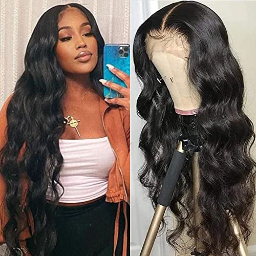 Brazilian 13x4 Lace Front Wigs Human Hair Body Wave 150% Density Transparent Lace Front Wig Pre-plucked Bleached Knots with Baby Hair for Black Women 16 inch