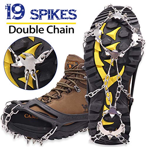 Marwey Crampons Ice Snow Grips Traction Cleats Shoes Grips with 19 Spikes