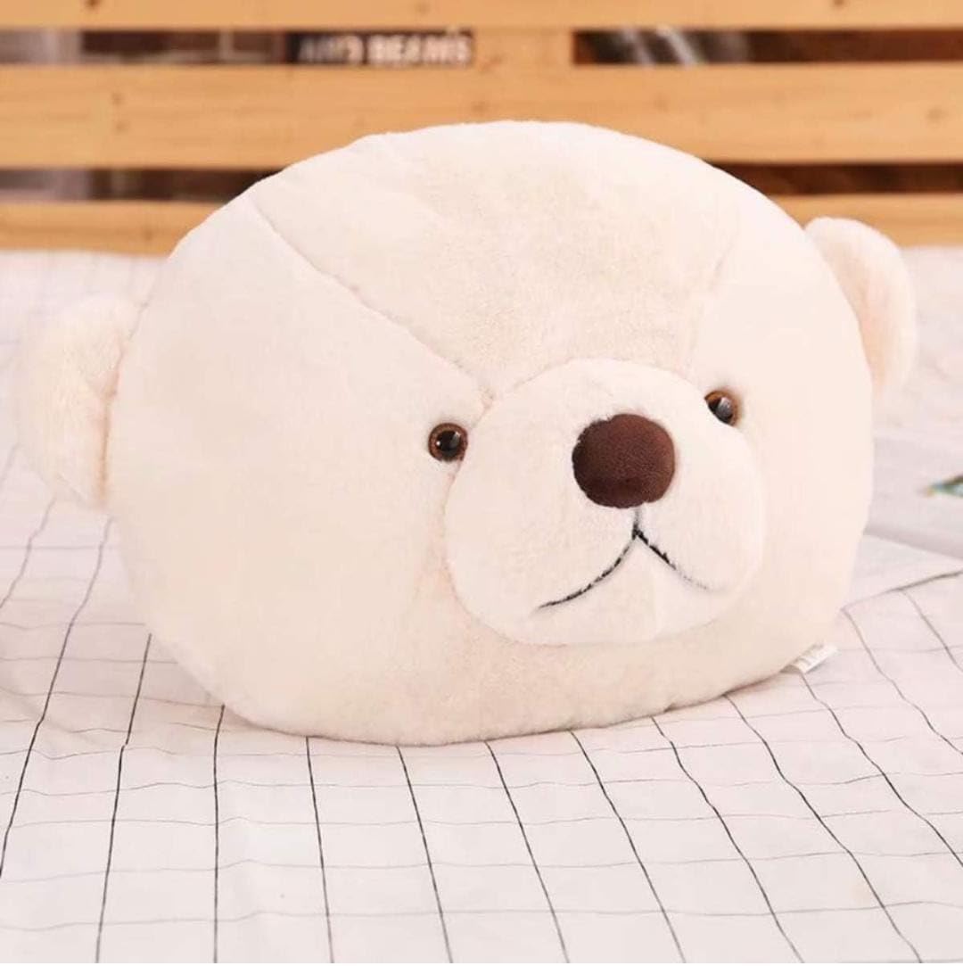First Joy Panda Head Pillow, Soft Silk Material, 30 cm, for Travel and Home Decor, Black and White (White Pillow)-image-49