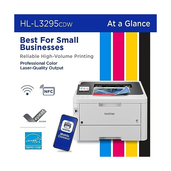 Brother HL-L3295CDW Wireless Compact Digital Color Printer with Laser Quality Output,Duplex,NFC,Mobile & Ethernet Includes 4 Month Refresh Subscription Trial,Amazon Dash Replenishment Ready,HLL3295CDW - Image 3
