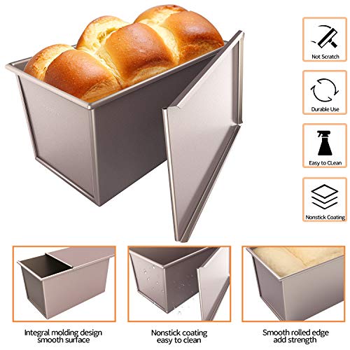 Chefmade Loaf Pan With Lid, Non-Stick Bakeware Carbon Steel Bread Rectangle Flat Toast With Cover For Baking Bread (Champagne Gold) #TOP3