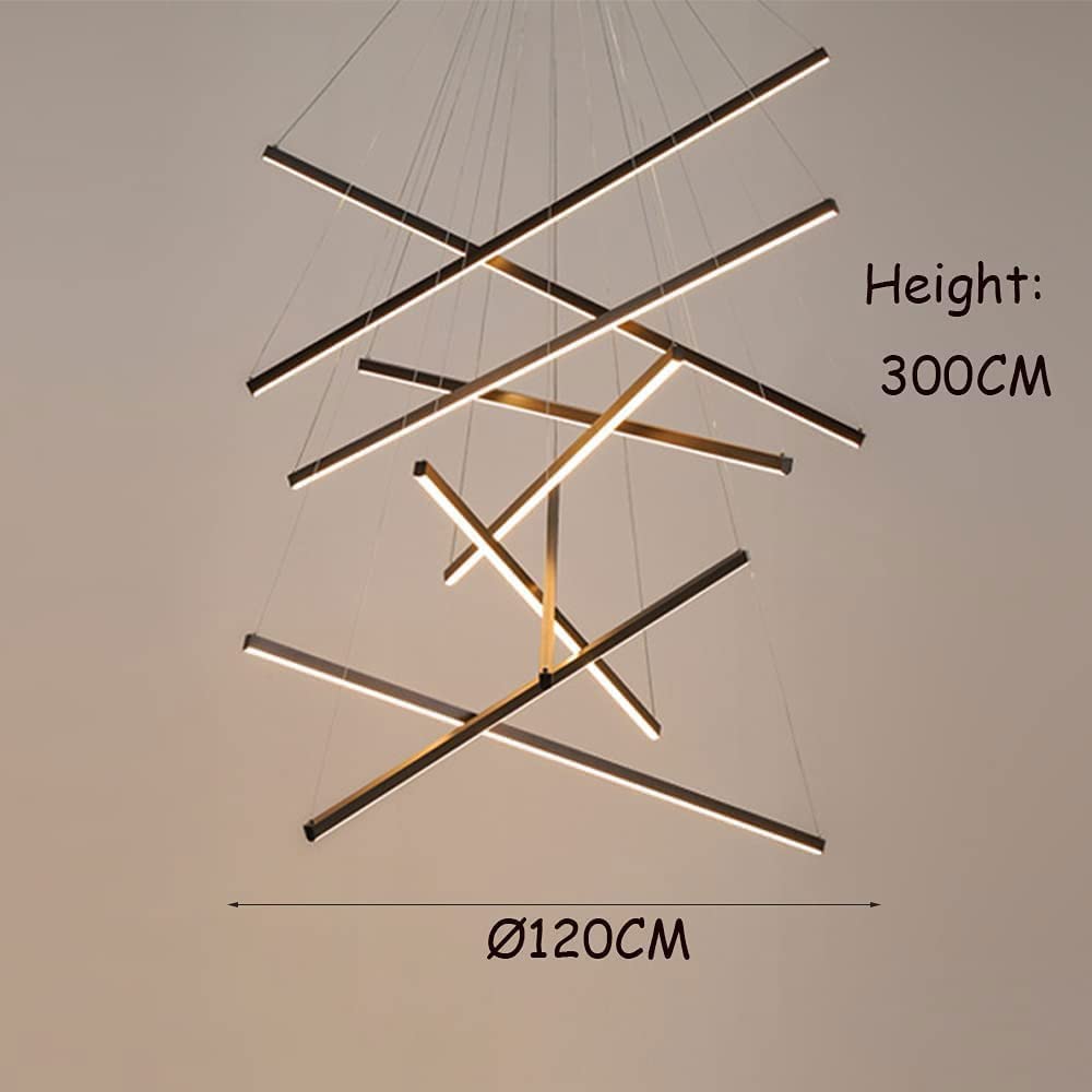 Lámpara de araña de escalera Sputnik remota clásica nórdica de 98,4 pulgadas para control de techos altos Lámpara colgante larga LED regulable Lámpara negra moderna para vestíbulo para sala de