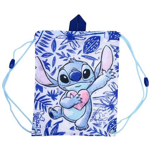 STOR Mochila Saco Infantil Stitch - Bolsa de Cuerdas con Asas para Merienda y Almuerzo - Tela Resistente 30x25cm - Ideal Colegio y Excursiones