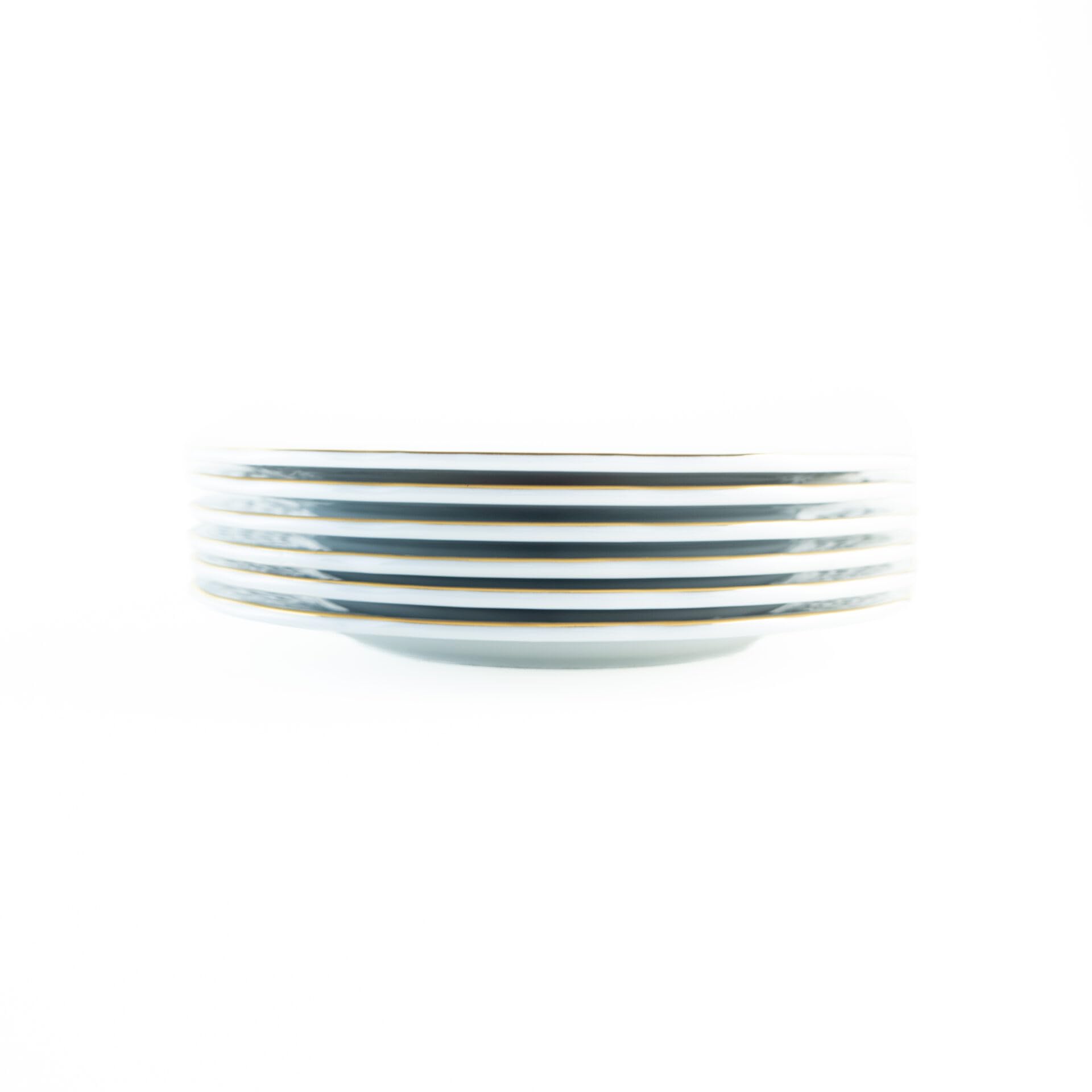 FranquiHOgar Juego de Platos de Postre de Porcelana (6 piezas) Bidasoa Irina con Motivos Florales y Filo de Oro, Piezas de Porcelana con un Acabado Fino y Decorativo