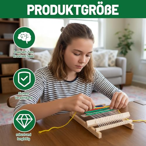 ZYLOUY Webrahmen, Webrahmen für Jugendliche ab 6 Jahre, Perfekt Für Familienaktivitäten, Webrahmen mit Wolle, Ideal Zum Weben Lernen Und Kreativen Gestalten, 21,6 x 16,5 cm Größe