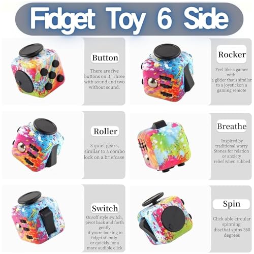 MPQDFG 2 Stück Anti-Stress-Würfelspielzeug, Zum Stressabbau Bei Verspannungen, Zappelnder Pad-Controller, Adhs-Autistische Kinder Hinzufügen (Farbe)