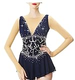 Nnnnydjy Artistic Skating Performance Costumes Girls' Gymnastics Leotards Women's Figure Ice Skating Competition Dress,Blue,12_15Years