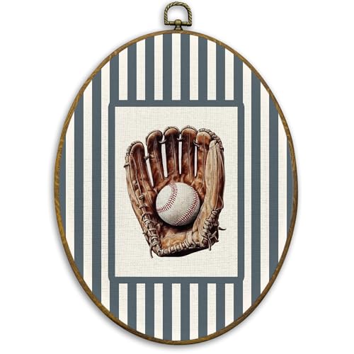 CUANFDDSF Vintage Baseball Oval Wall Art Decor, Sports Nursery Wall
