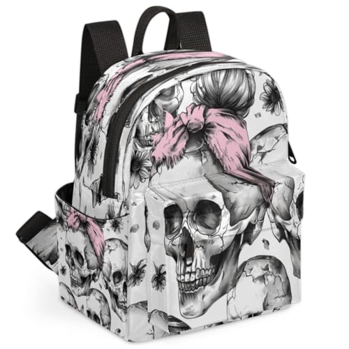 Sugar Skull Hair Band Backpack for Women Large Capacity with Adjustable Pressure Relief Strains Lightweight Travel Backpack for Work Travel Casual Gifting