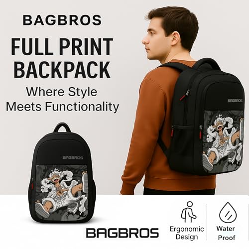 Image of Bagbros Onepiece Anime Printed Backpack Luffy Gear 5 Laptop Bagpack | 30L One Piece Anime Printed LUFFY Waterproof Backpack Multi-Storage Designer,Laptop Bags | School Bag