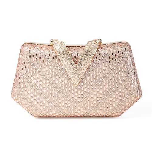 Image of Rhinestone Crystal Clutch Purse Sparkly Evening Bag with Chain | Detachable Chain Converts to Crossbody & Shoulder Bag, Perfect for Wedding, Party, Prom & Evening Events