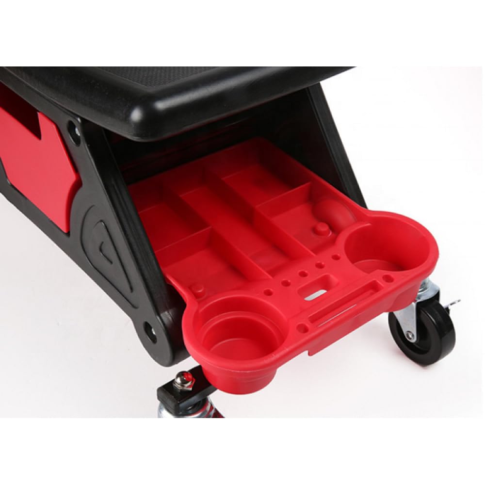 Trade Shop - Sgabello da Officina Meccanico 136kg Seggiolino Carrello Auto Moto con 4 Ruote