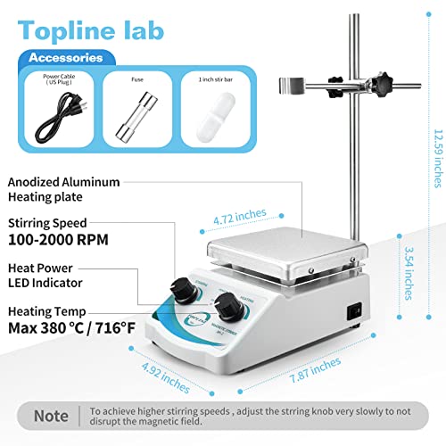 Topline Lab TOP-SH-2 Sh-2 Hot Plate Magnetic Stirrer Mixer Dual Control thumb #2